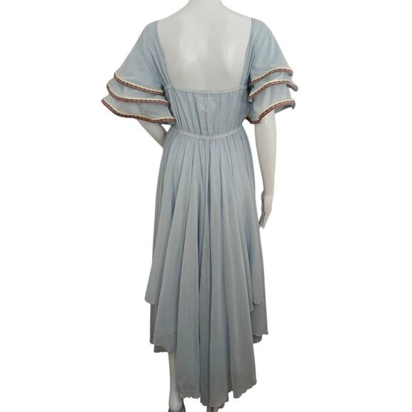 Pitusa Multi Flare Dress Sz XS Small Blue Arctic Ice Ruffle Beach Ethereal Boho - Picture 9 of 12